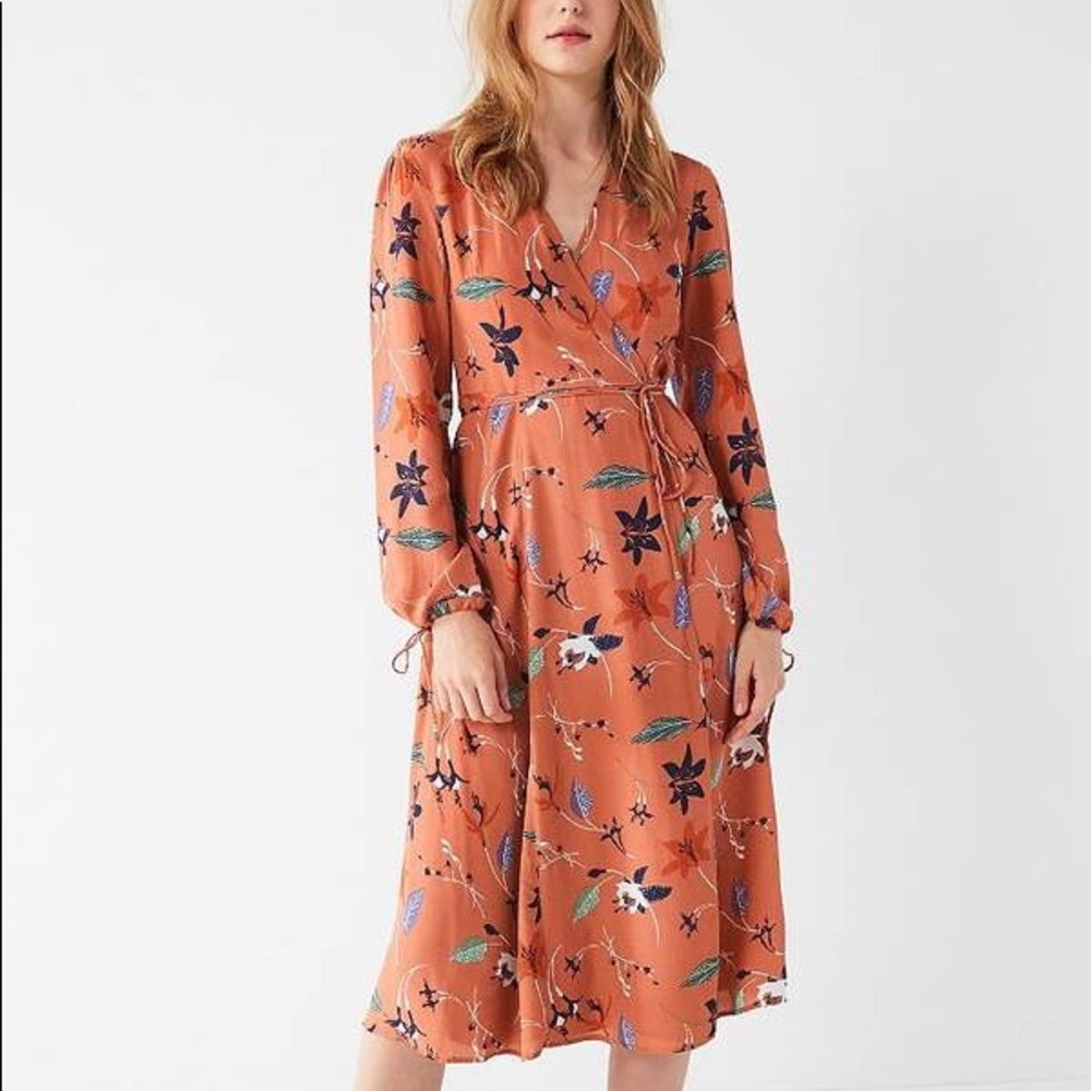 Urban Outfitters Audrey Long-Sleeve Wrap Midi